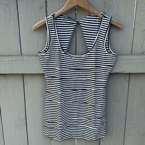 NWT Cache Black and White Striped Layered Tank Top Nautical Punk Rockabilly Sz S